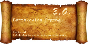 Bartakovics Orgona névjegykártya